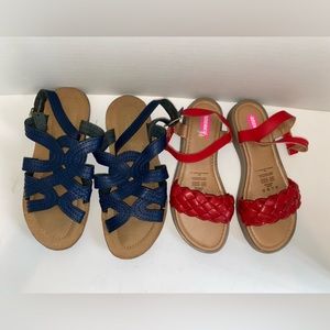 2 pairs Andrea Girls Sandals Blue & Red Size 1